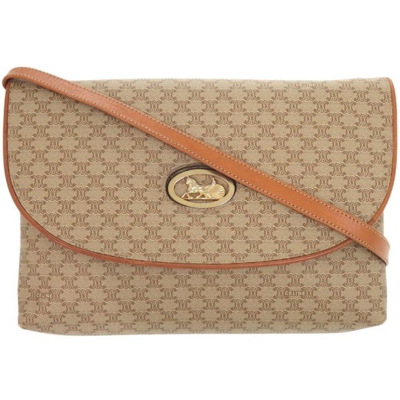 Celine Macadam PVC/Leather Beige Shoulder Bag 0023CELINE - Picture 1 of 10